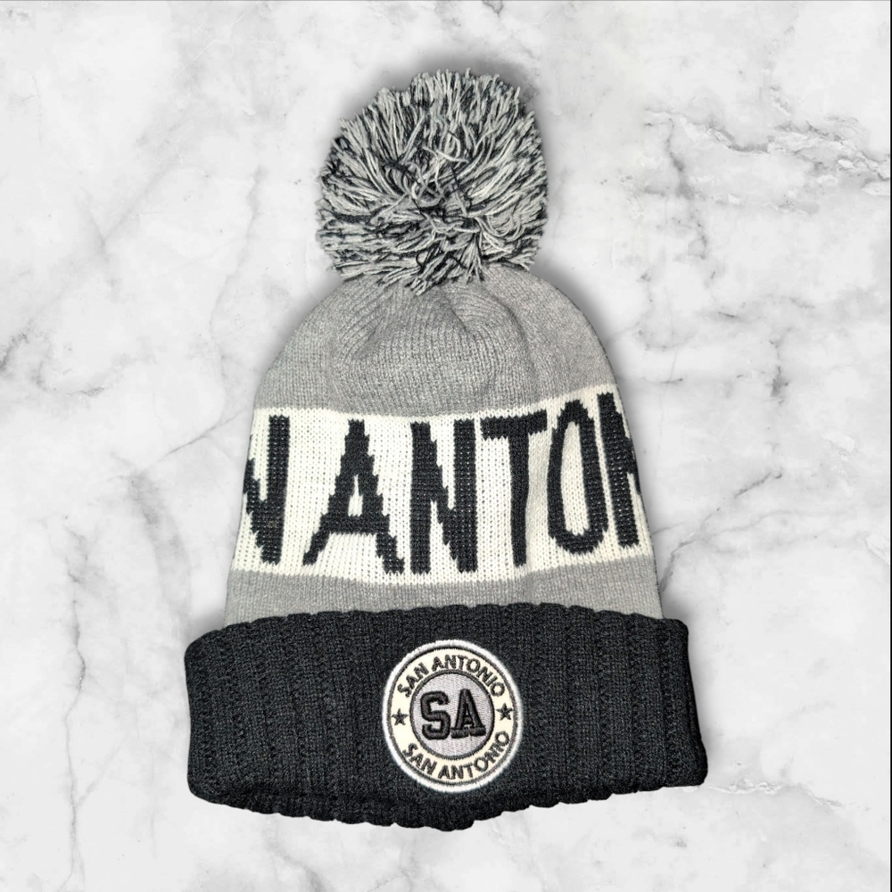 San Antonio Gray and Black Knit Beanie